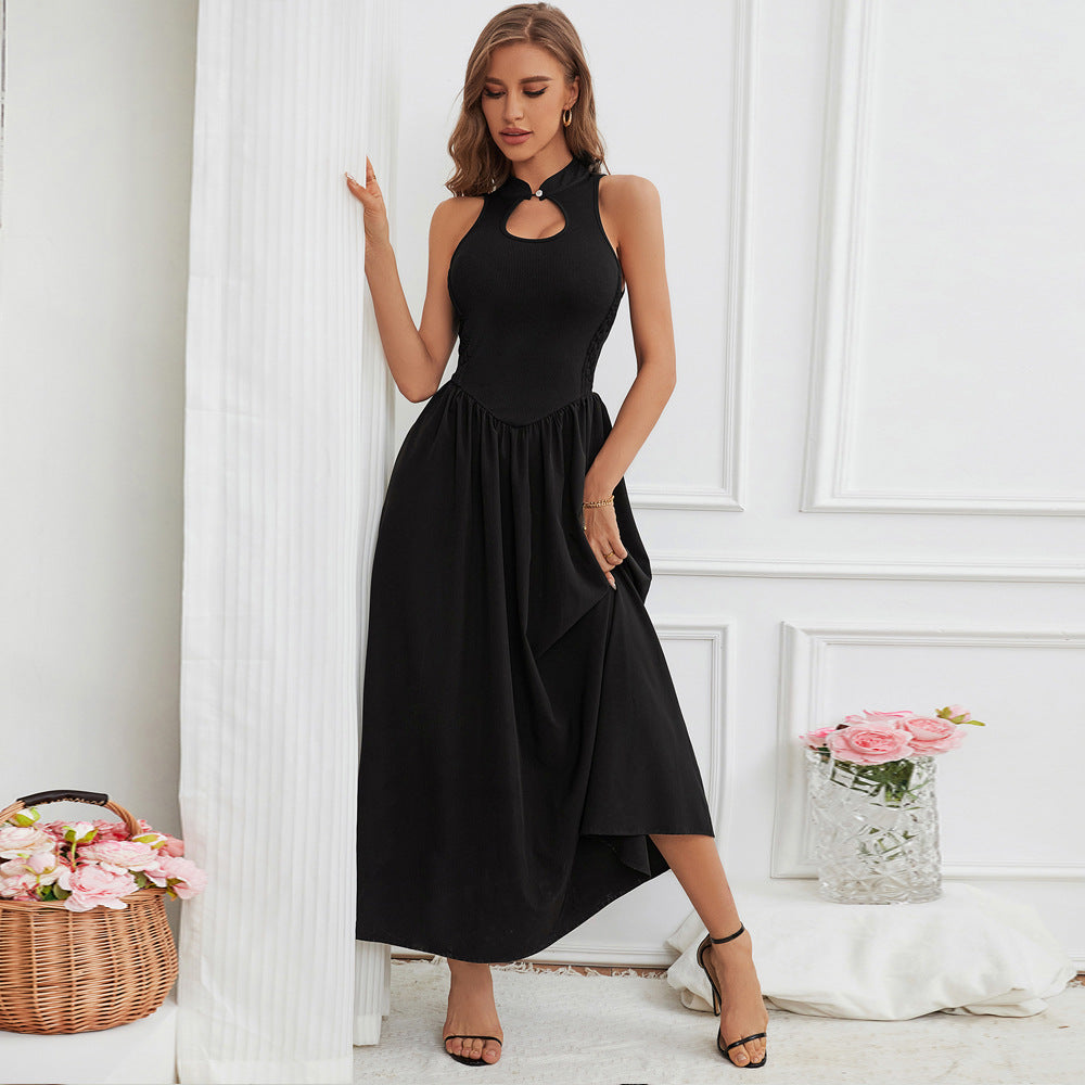 Damen Maxikleid mit Schlüssel-Ausschnitt und fließendem Rock Norvielle