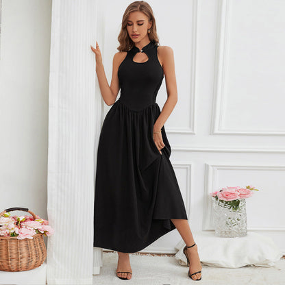 Damen Maxikleid mit Schlüssel-Ausschnitt und fließendem Rock Norvielle