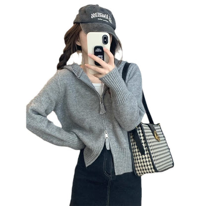 Damen Strickjacke Mit Hoodie Reißverschluss Leicht Norvielle