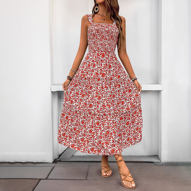 Damen Maxikleid Floralmuster Elastischer Taillengürtel Norvielle