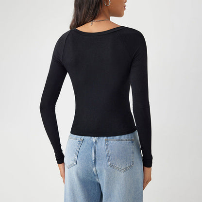 Damen Langarmshirt Figurformend Rundhalsausschnitt Norvielle