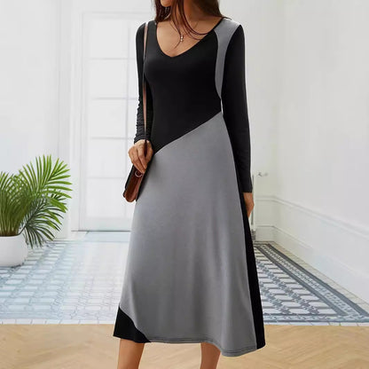 Damen Langarm-Kleid Figurbetont Moderner Schnitt Mehrfarbig