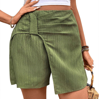 Damen Wickelshorts Elegant Dekorativer Taillenzug