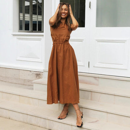 Damen Sommermaxikleid Raffinierter Schnitt Verstellbarer Taillenzug