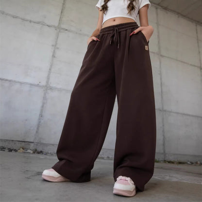 Damen Sweatpants Elastischer Bund Weite Beinpartie