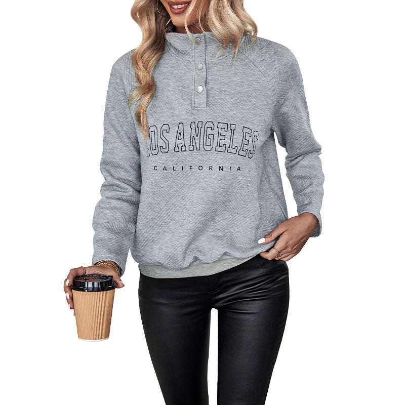Damen Oversize Sweatshirt Hochkragen Druckmotiv Norvielle