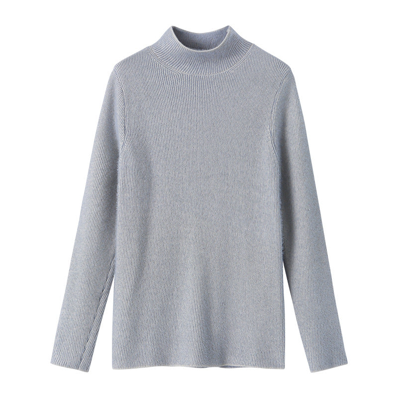 Damen Rippstrickpullover Hochkragen Tailliert Norvielle