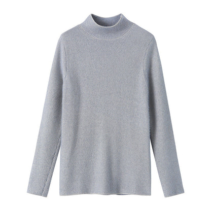 Damen Rippstrickpullover Hochkragen Tailliert Norvielle