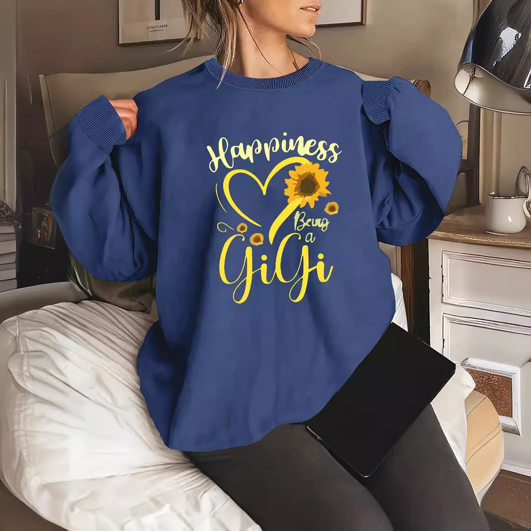Damen Sweatshirt Voluminöse Ärmel Fröhliches Motiv Norvielle