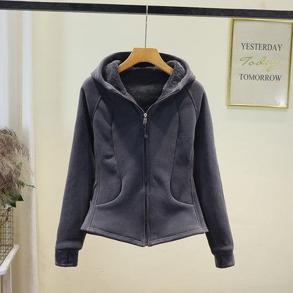 Damen Fleecejacke Mit Kapuze Durchgehender Reißverschluss