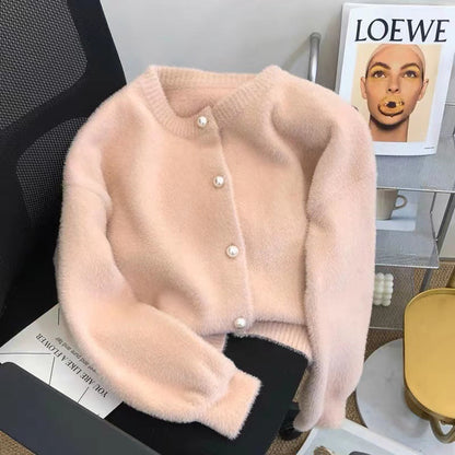 Damen Longpullover Flauschig Rundhals Norvielle