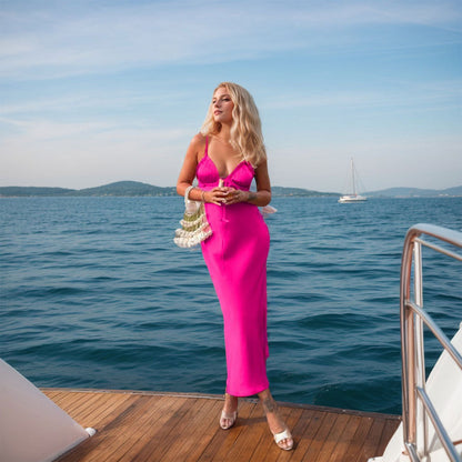 Damen Abendkleid V-Ausschnitt Rüschen Elegant Norvielle
