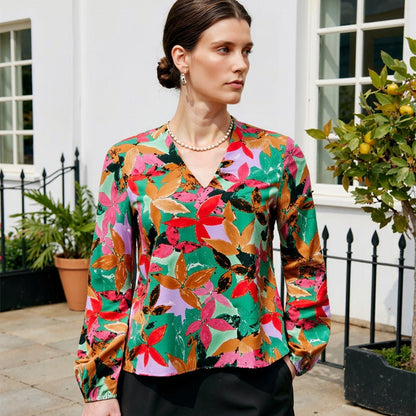 Damen Bluse Floralmuster Weiches Viskose