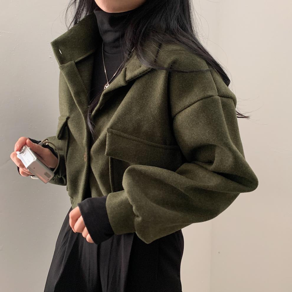 Damen Wollmix Jacke Oversized Lässig