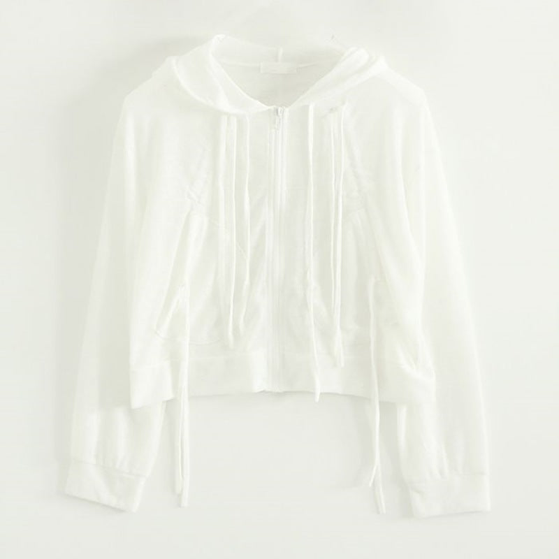 Damen Cropped Kapuzenjacke Reißverschluss Norvielle