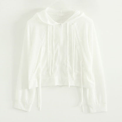 Damen Cropped Kapuzenjacke Reißverschluss Norvielle