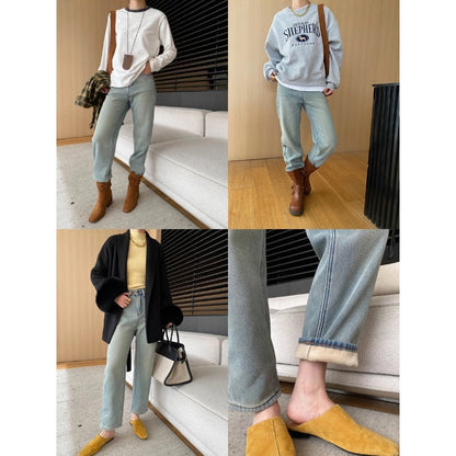 Damen High-Waist Jeans Weites Bein Klassisch Norvielle
