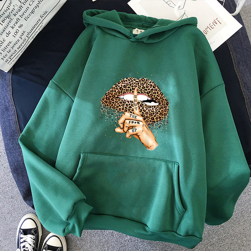 Damen Hoodie Leopardenmotiv Norvielle