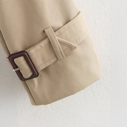 Damen Übergangsjacke Cropped Modell Breiter Kragen Beige