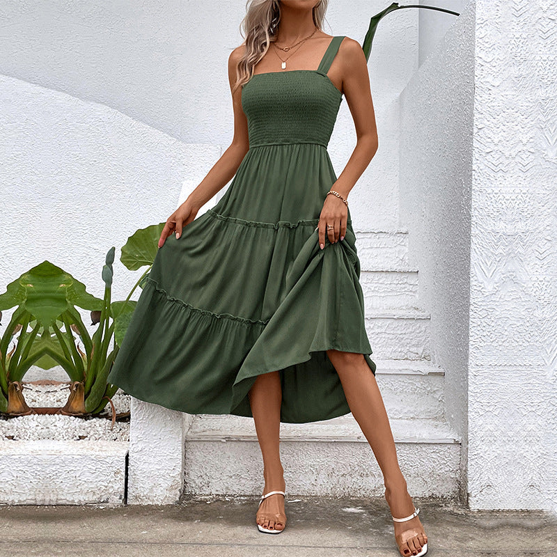 Damen Midikleid Luftige Rüschung Taillierter Schnitt Norvielle