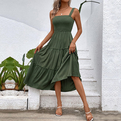 Damen Midikleid Luftige Rüschung Taillierter Schnitt Norvielle