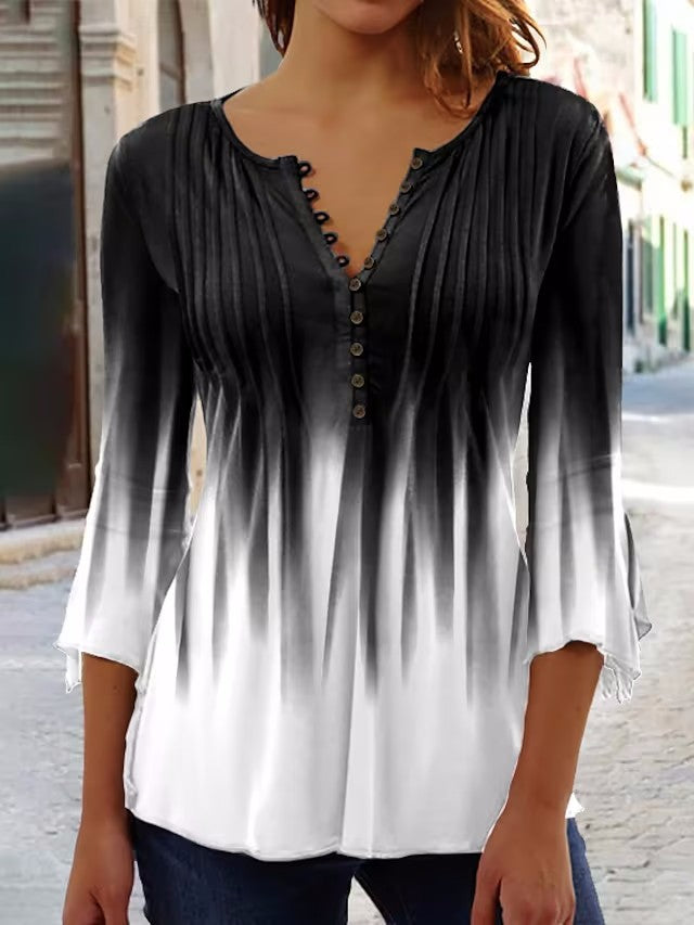 Damen Tunika-Oberteil Elegante Knöpfe Norvielle
