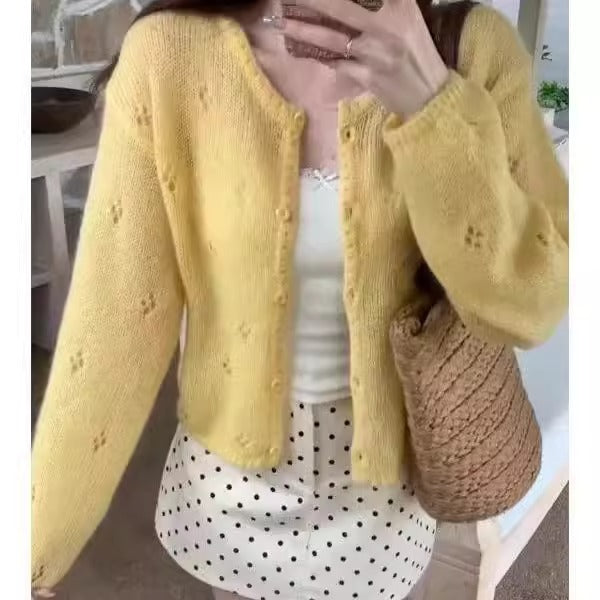 Damen Strickjacke Blütenmuster Norvielle