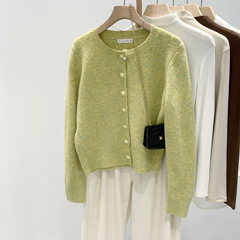 Damen Strickjacke Kuschelig Feine Knöpfe Beige