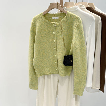 Damen Strickjacke Kuschelig Feine Knöpfe Beige