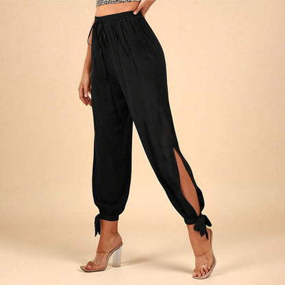Damenhose Elegante Mit Seitenschlitzen Kordelzug Norvielle