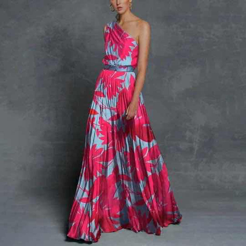 Damen Maxikleid Asymmetrisch Florales Design - Norvielle