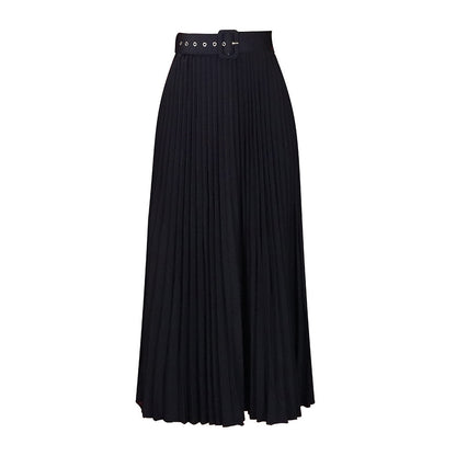 Damen Maxi-Rock Plissee mit Gürtel Norvielle