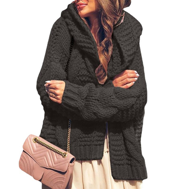 Damen Grobstrickjacke Voluminöse Ärmel Modern