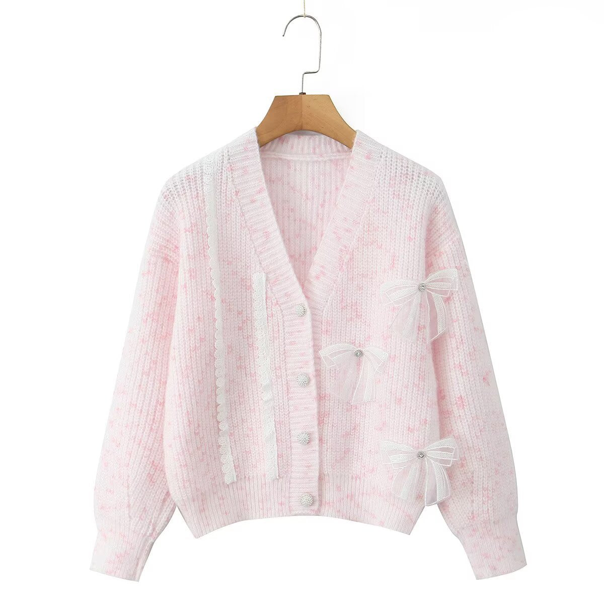 Damen Strickjacke Kuschelig mit Schleifendetails Beige