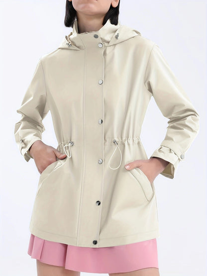 Damen Übergangsjacke Verstellbarer Taillenzug Praktische Taschen