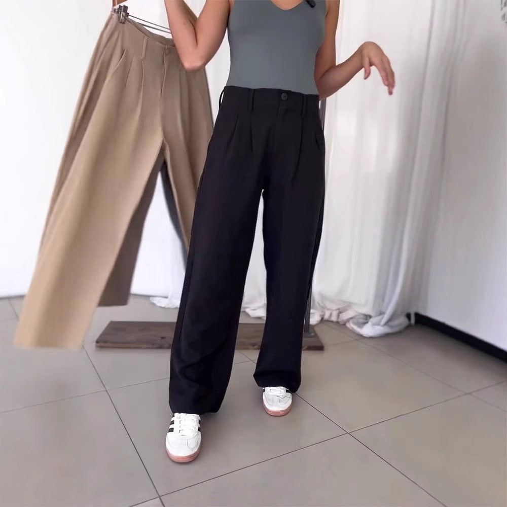 Damen High-Waist-Hosen mit Falten Dekorativ Norvielle - Norvielle