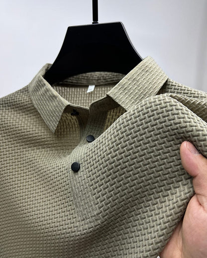 Herren Polo-Shirt Klassische Passform Strukturiert Weiß