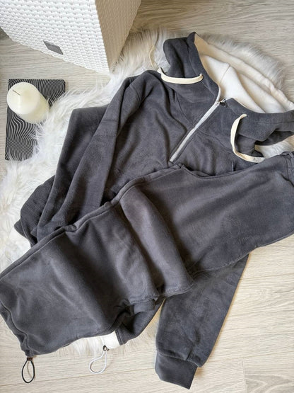 Damen Fleece-Jogginganzug Hochkragen Kordelzug Norvielle