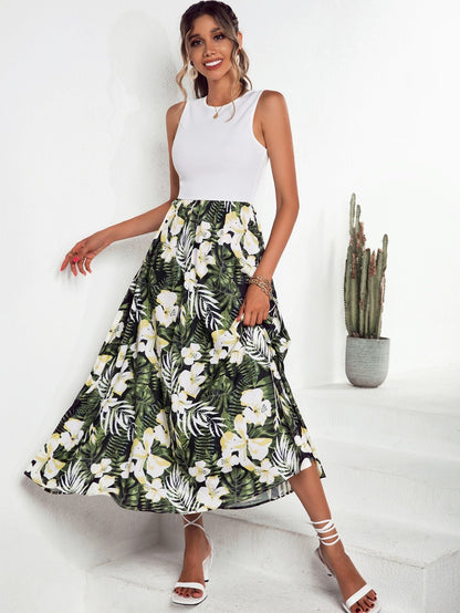 Damen Maxirock Floralmuster Schwingender Saum Norvielle