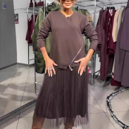 Damen Asymmetrischer Pullover mit Drapierung Norvielle - Norvielle