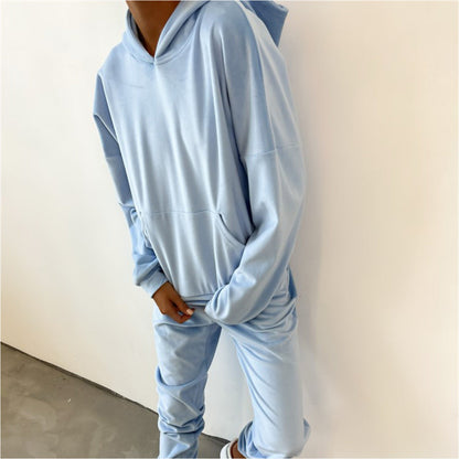 Damen Velours-Sweatanzug mit Kapuze elastisch Norvielle