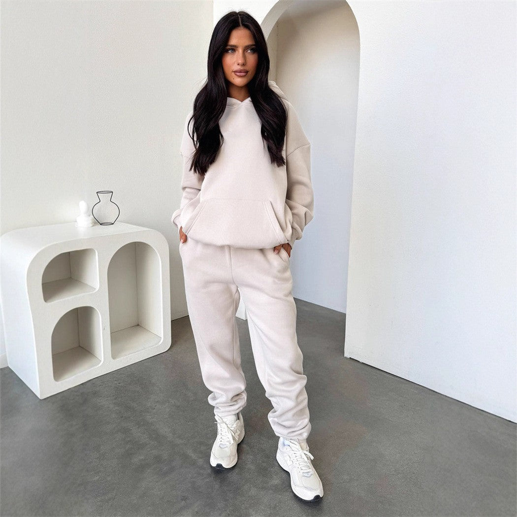 Damen Sportliches Loungewear-Set mit Kapuze und elastischem Bund - Norvielle