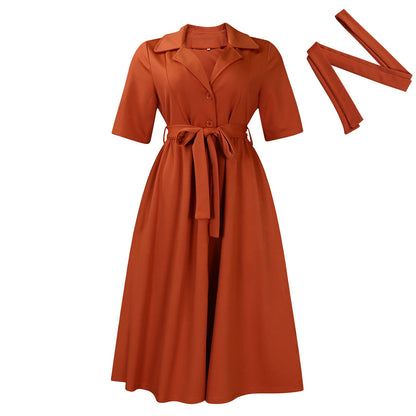 Damen Midikleid Tailliert Knopfleiste Norvielle