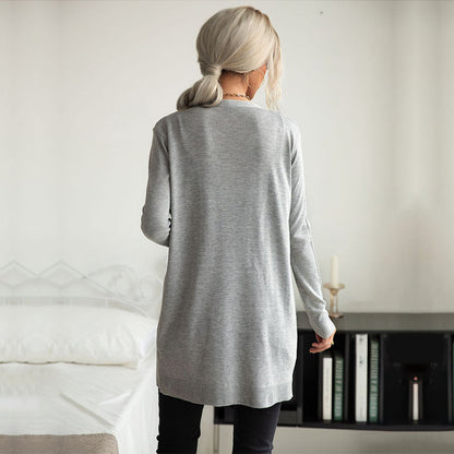 Damen Strickjacke mit Taschen Strukturiert Beige
