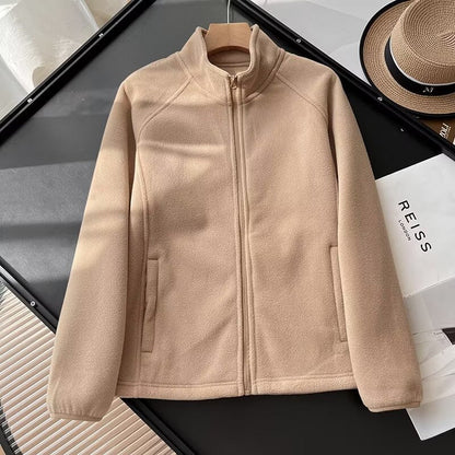 Damen Fleecejacke Hohler Kragen Kuschelig Grün Norvielle
