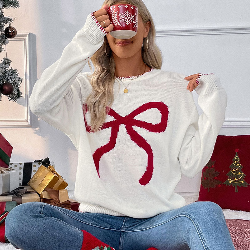 Damen Strickpullover Festlich Schleifenmuster Lässig Norvielle