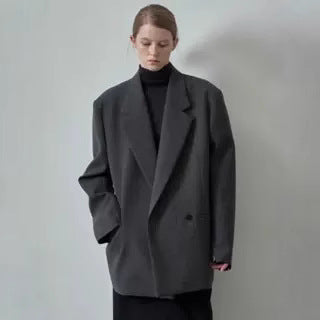 Damen Oversize Blazer Klassischer Stil Schwarz - Norvielle