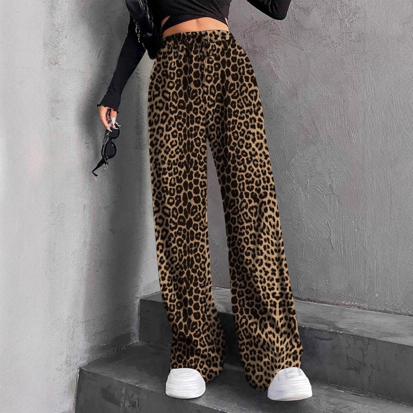 Damen Plissee-Hose Weit Elastischer Bund