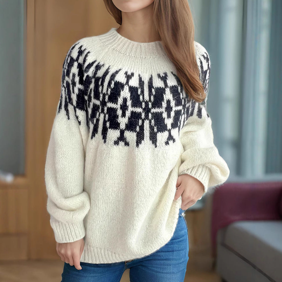 Damen Pullover Norweger Muster Norvielle - Norvielle