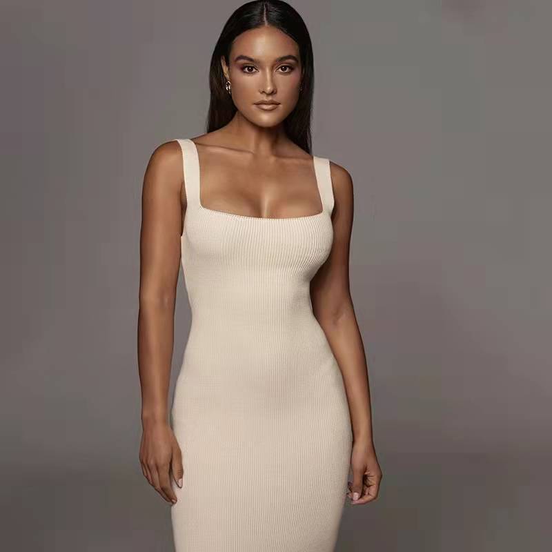 Damen Langärmliges Knielanges Strickkleid - Norvielle